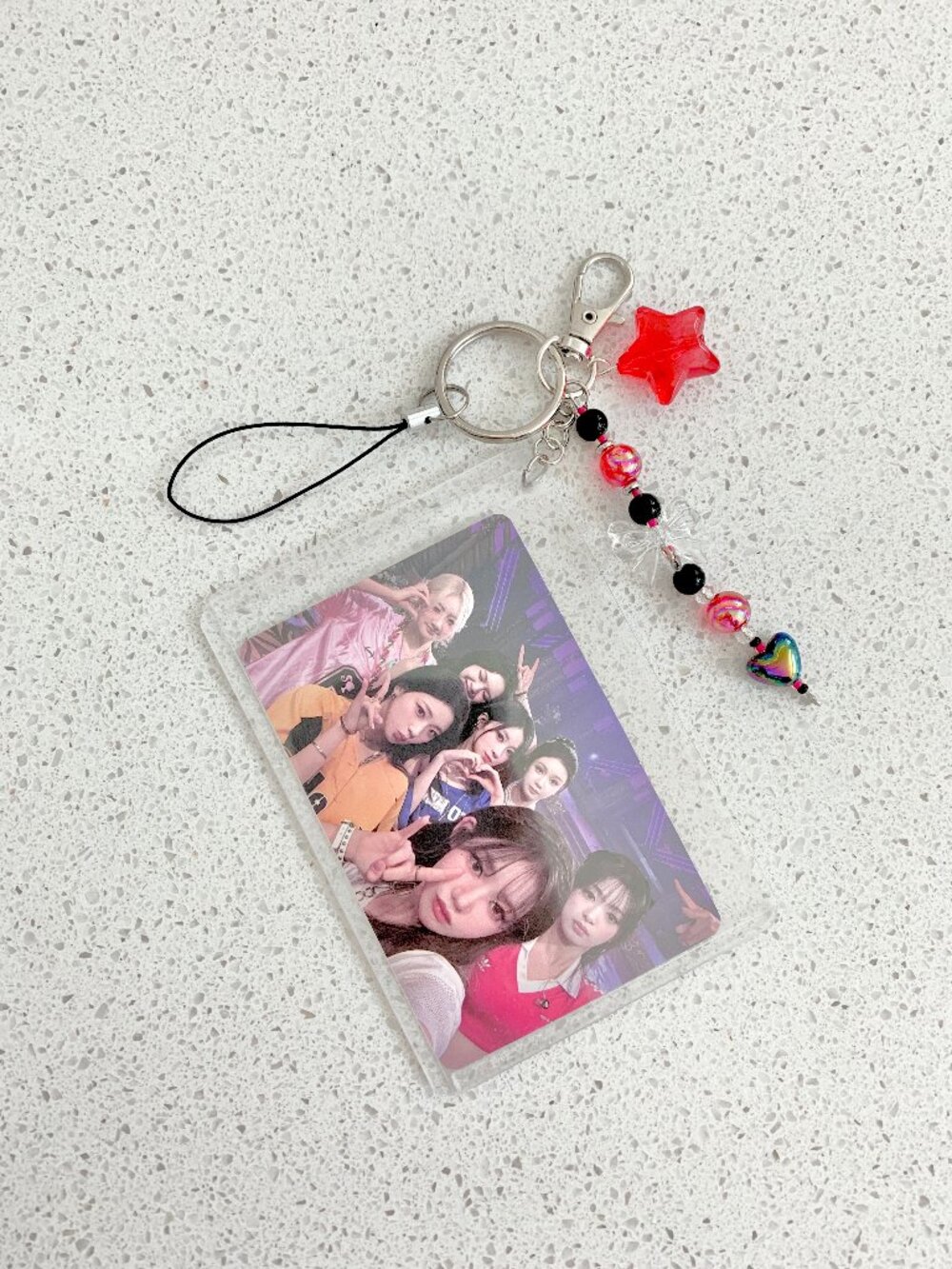BABYMONSTER Photocard Fanmade Key Ring Phone Keychain Black Red Purple Handmade